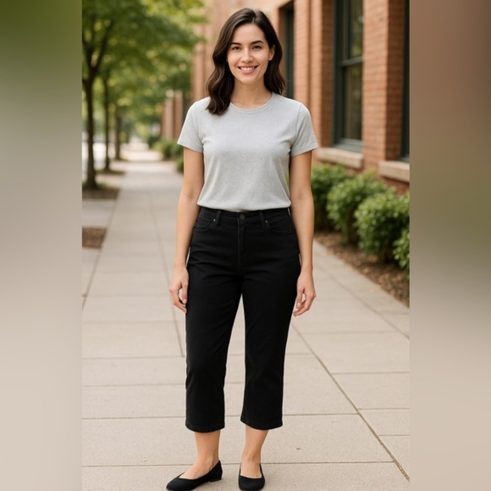Coldwater Creek Black Natural Fit Cropped Jeans NWT 8 #2407